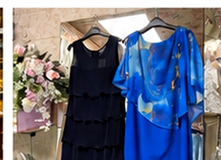 Navy and blue fashions displayed inside Chantilly Lace